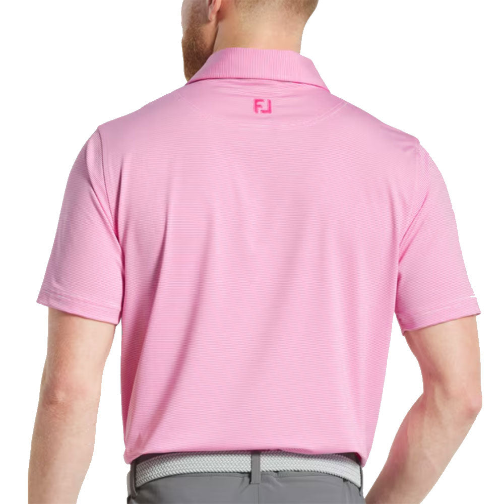 FootJoy Athletic Fit Micro Feeder Stripe Lisle Men's Golf Polo Shirt - Breathable & Moisture-Wicking for Comfortable Golfing & Outdoor Sports