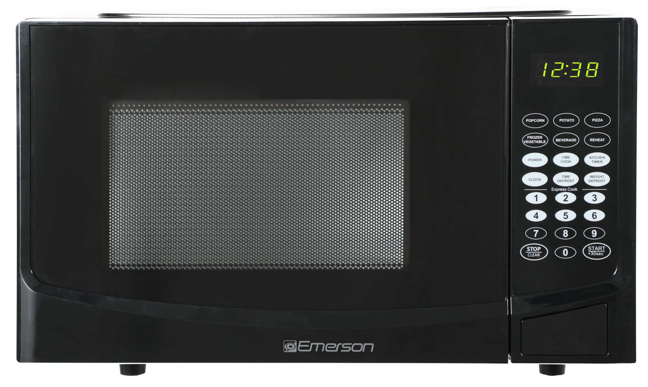 Emerson MW9255B 0.9 Cu ft Countertop Microwave Oven - 900W, 6 Pre-Programmed Settings, Removable Glass Turntable, Child Safety Lock, Black - Perfect for Small Kitchens, Dorms, and Office Break Rooms