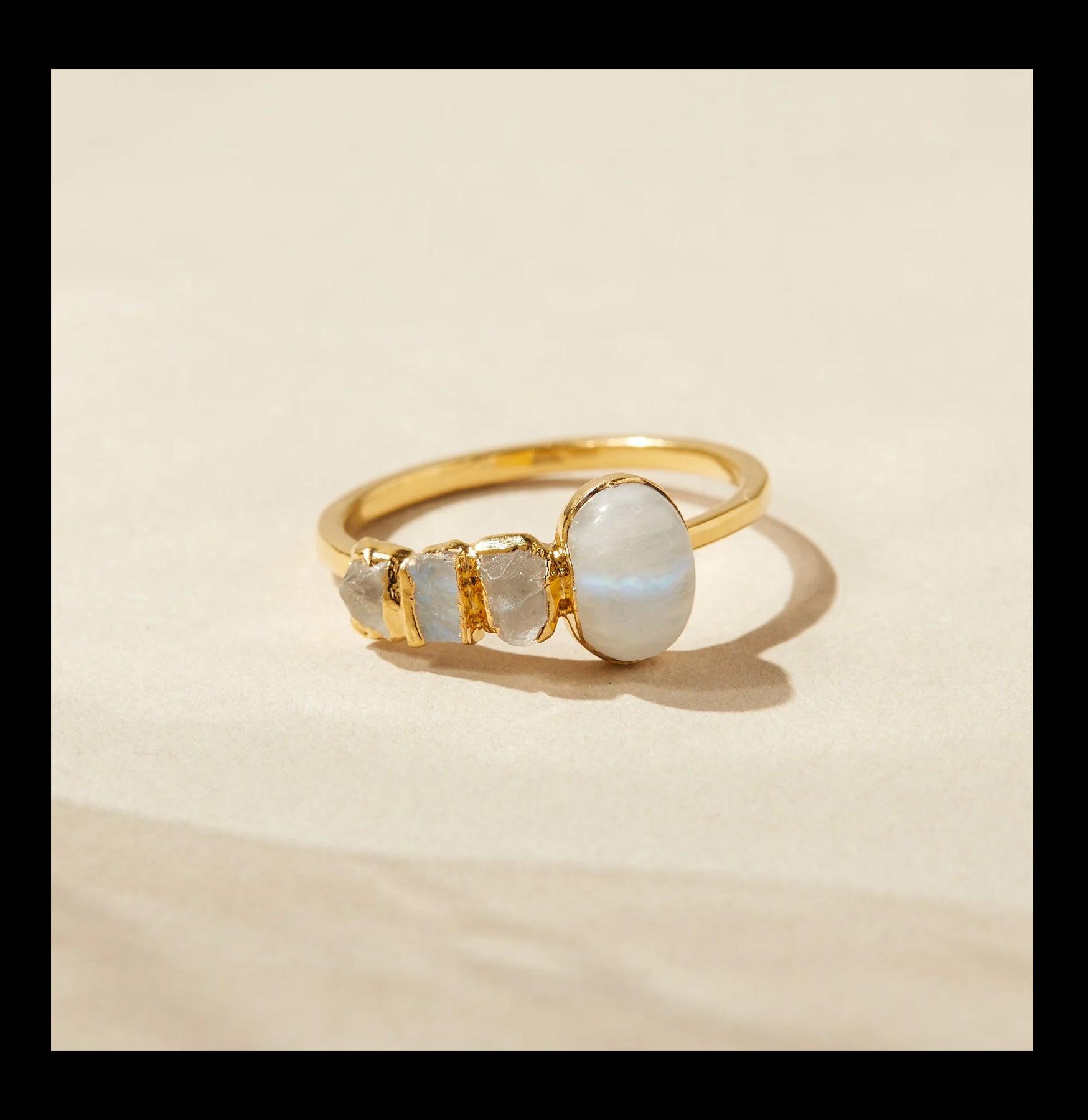 Moonstone Cocktail Ring - Elegant Silver Jewelry for Women | Perfect for Evening Parties, Weddings & Special Occasions