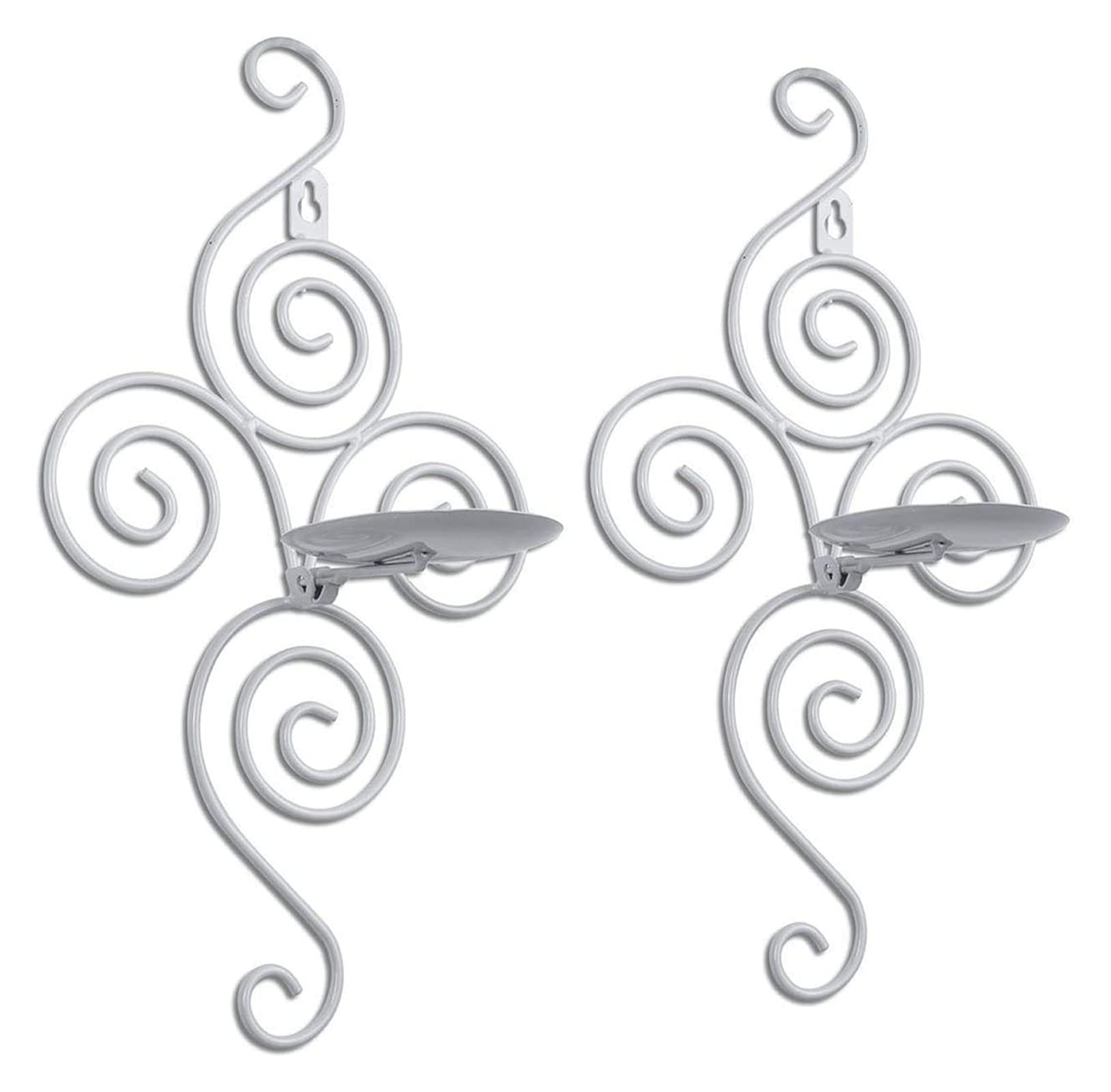 Llaibian Iron Wall Candle Sconces - Set of 2 White Hanging Metal Candle Holders for Home Decor - Perfect for Bedroom, Dining Room, Living Room & Bathroom - Creates Romantic Ambiance for Dinners, Relaxation & Spa Nights
