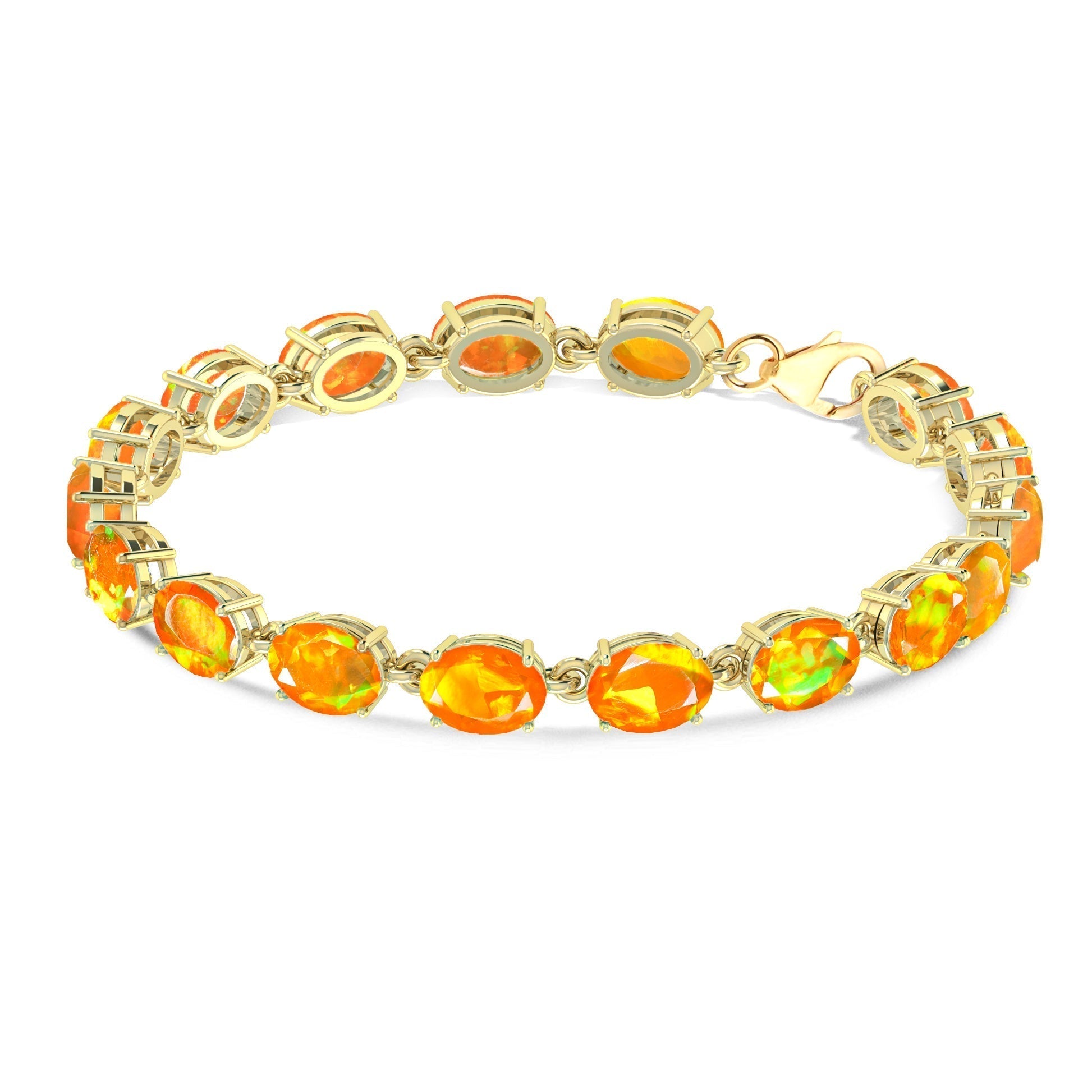 Natural Green Fire Opal Gemstone Tennis Bracelet for Women - Elegant Jewelry Gift for Weddings, Parties & Special Occasions
