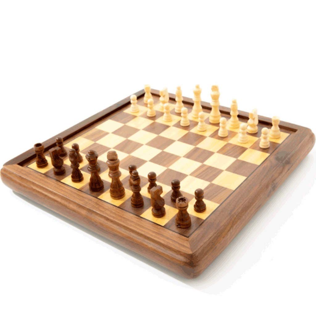 Magnetic Wooden Chess Set - Non-Folding Chess Board with Handcrafted Magnetic Pieces & Storage Slots | Portable Travel Chess Game for Adults & Kids | Perfect for Home, Office, and Outdoor Play