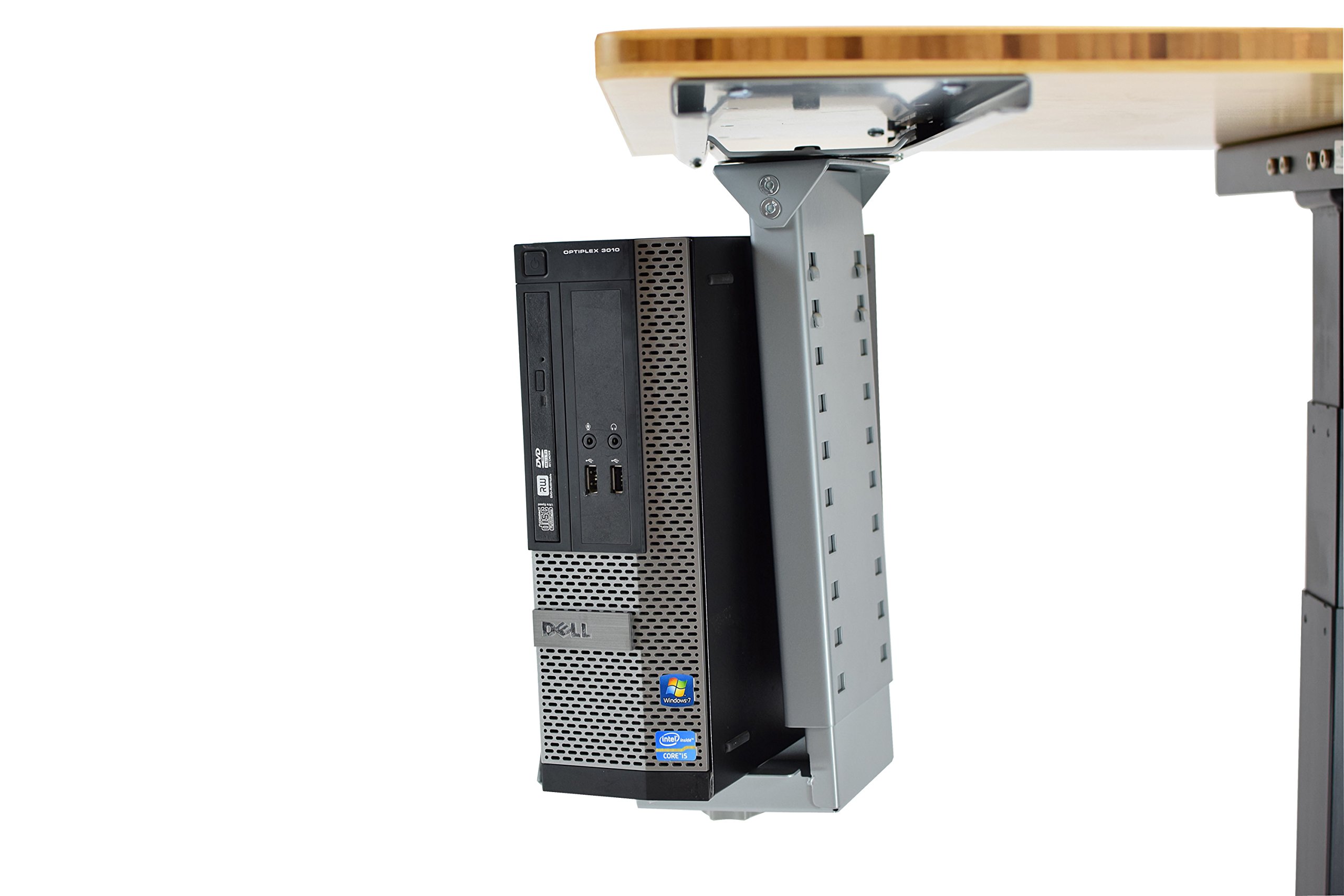 Adjustable Under Desk CPU Mount - 360° Swivel Steel PC Tower Holder for Computer, Workstation & Gaming Setup | Space-Saving Under Desk Storage Solution for Home & Office Use