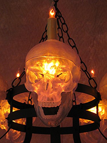Gothic Skull Chandelier - 5 Clear Crystal Skull Pendant Light Fixture for Gothic Home Decor, Dining Room & Halloween Party Lighting