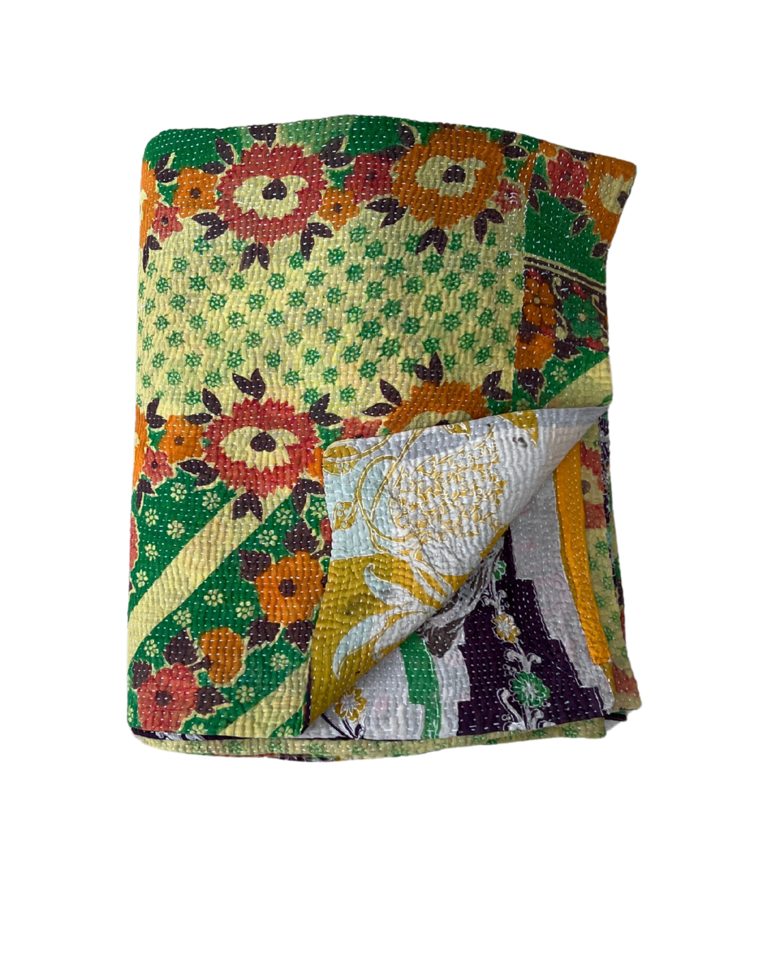 Premium Midweight Kantha Quilt No. 780 - Handmade Cotton Patchwork Bedspread for All Seasons | Perfect for Cozy Bedroom Decor, Guest Room Accent & Boho Chic Home Styling