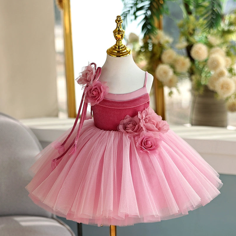 Elegant Pink Princess Tulle Flower Girl Dress for Weddings - Knee Length Party Dress for Bridal Showers, Birthday Parties & Special Occasions