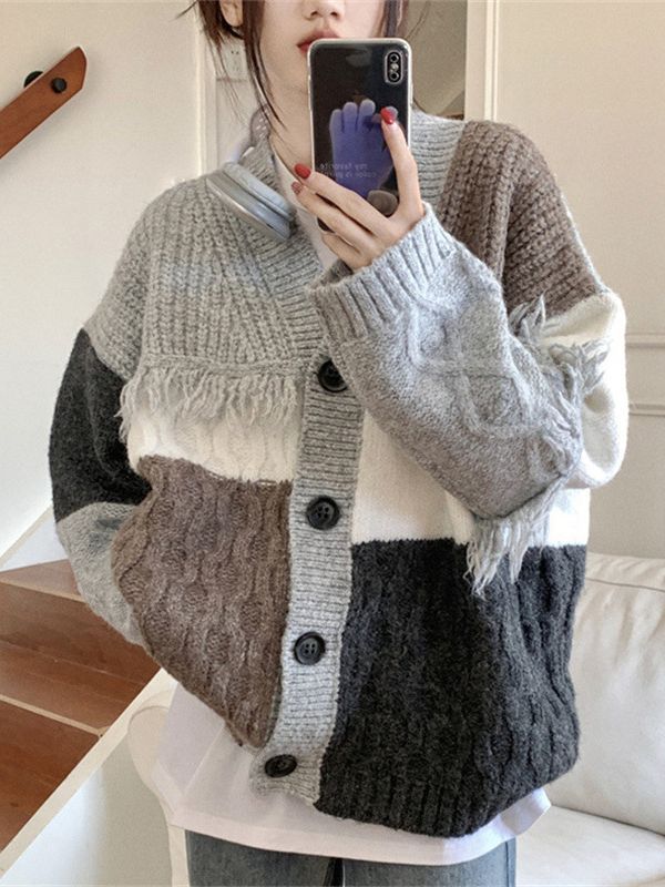 Autumn Retro Lazy Sweater - V Neck Tassel Knitted Cardigan Jacket for Women | Cozy Fall Fashion | Perfect for Casual Outings, Coffee Dates & Weekend Relaxation
