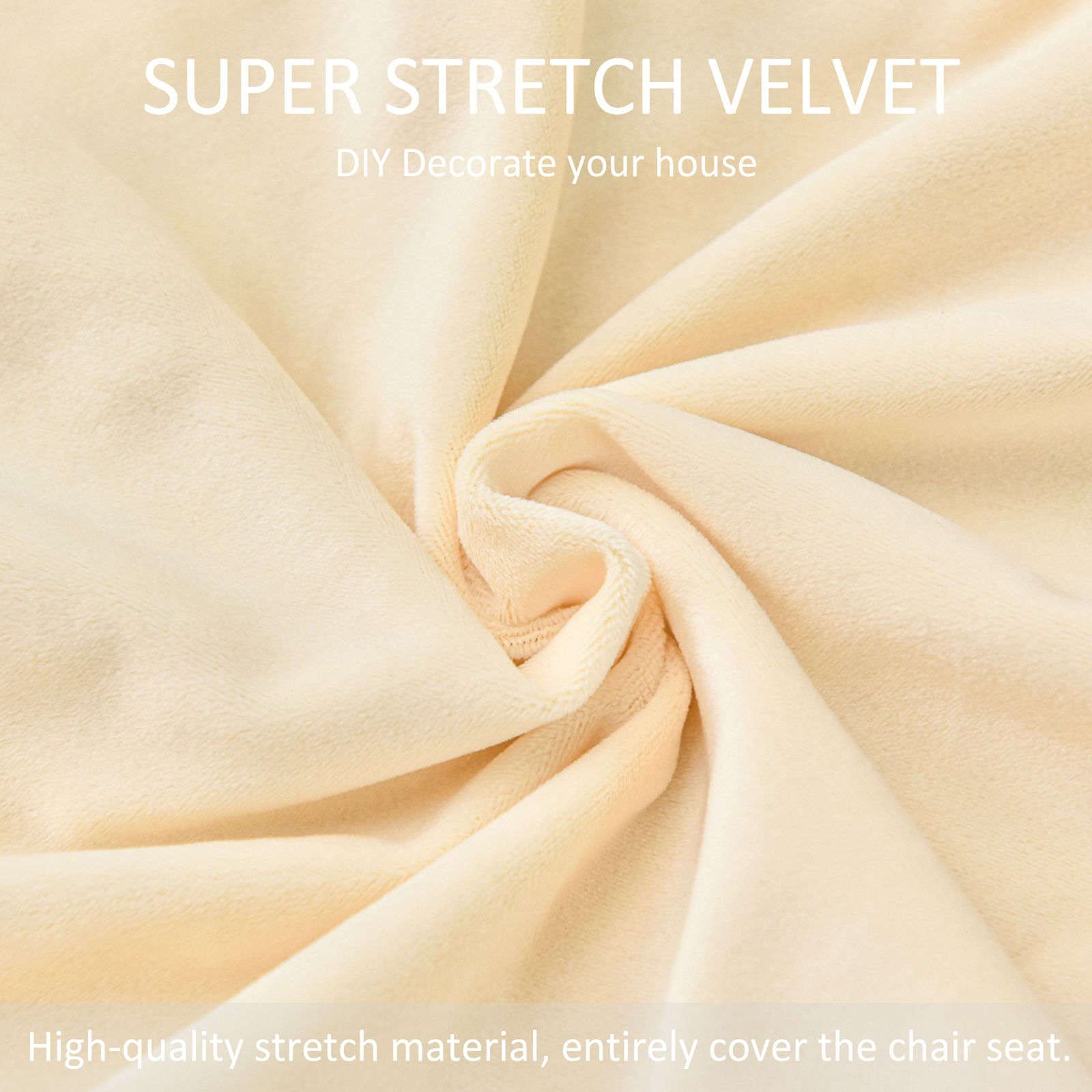 Velvet Stretch Chair Covers - Washable & Removable for Dining & Living Room - 2 PCS Beige