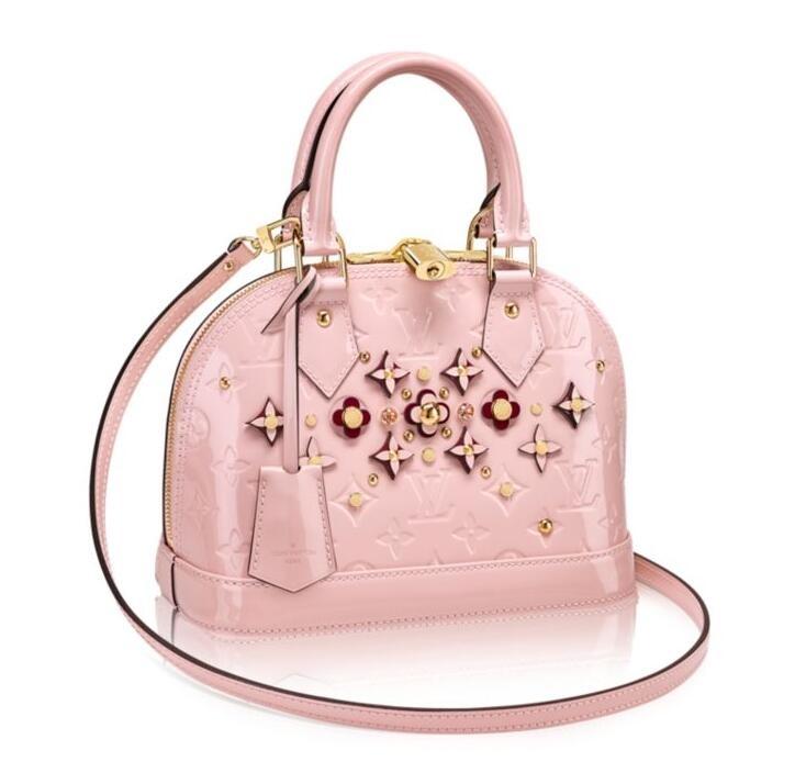 LV Alma BB Monogram Vernis Tote Bag in Rose Ballerine - Stylish Crossbody Purse for Women, Perfect for Work, Travel & Everyday Use