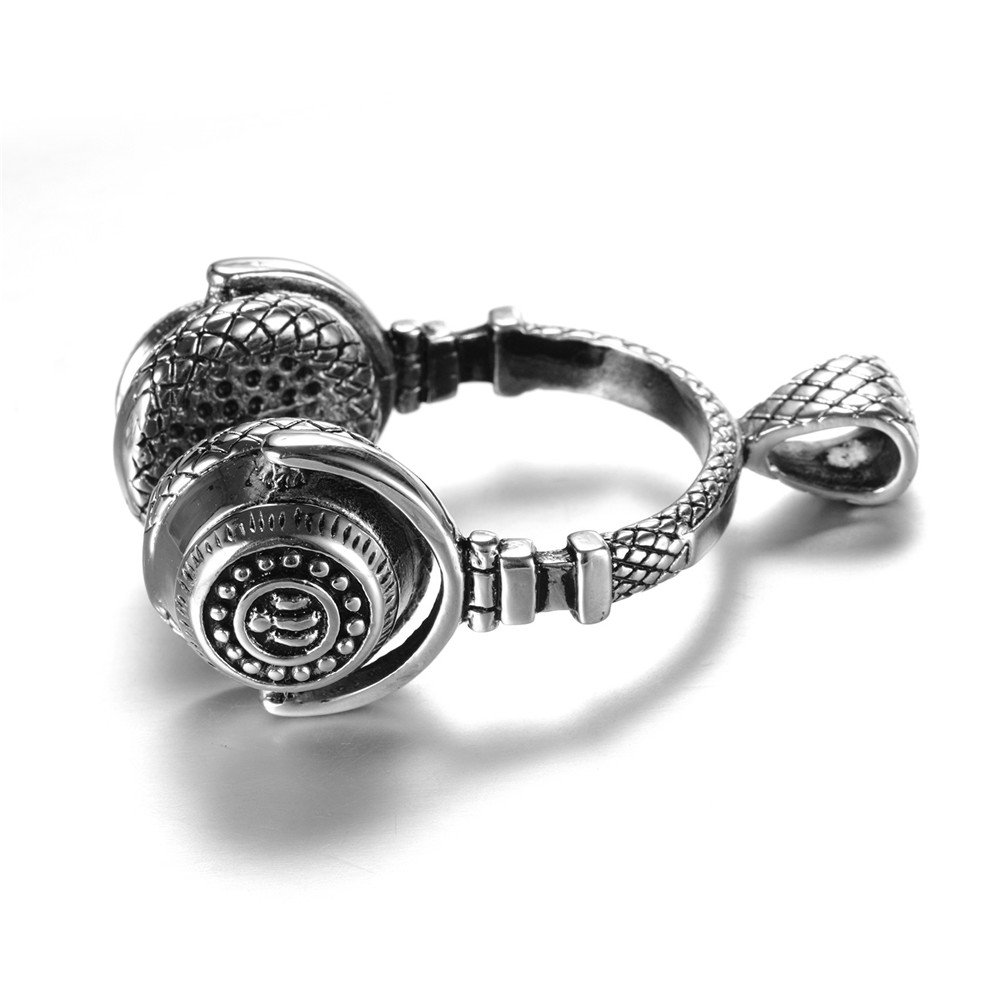 Men's Stainless Steel DJ Headphone Pendant Necklace - Punk Rock Music Headset with 21.7 Inch Chain - Perfect for Concerts, Music Festivals & Rocker Fashion