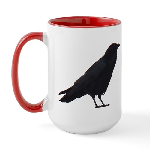 White/Red Inside - Crow Pair Large Mug