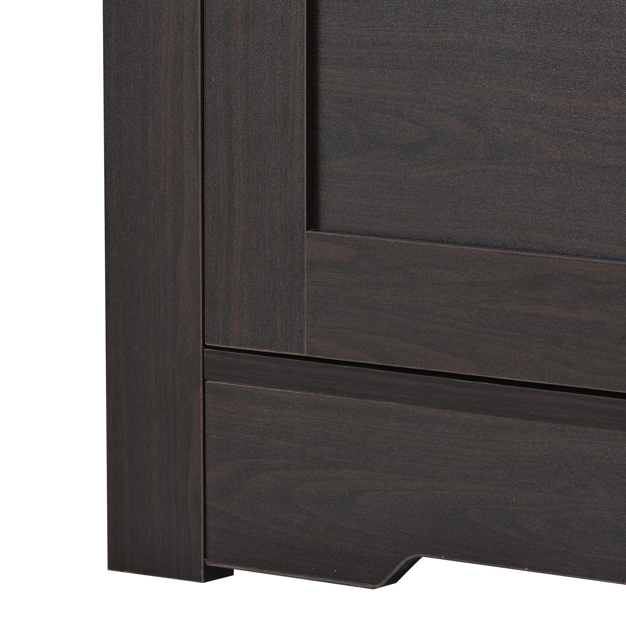 Modern Wood Accent Buffet Sideboard with Double-Tier Tabletop & 9-Bottle Wine Storage Cabinet - Espresso Finish for Entryway, Kitchen, Dining Room & Living Room Decor