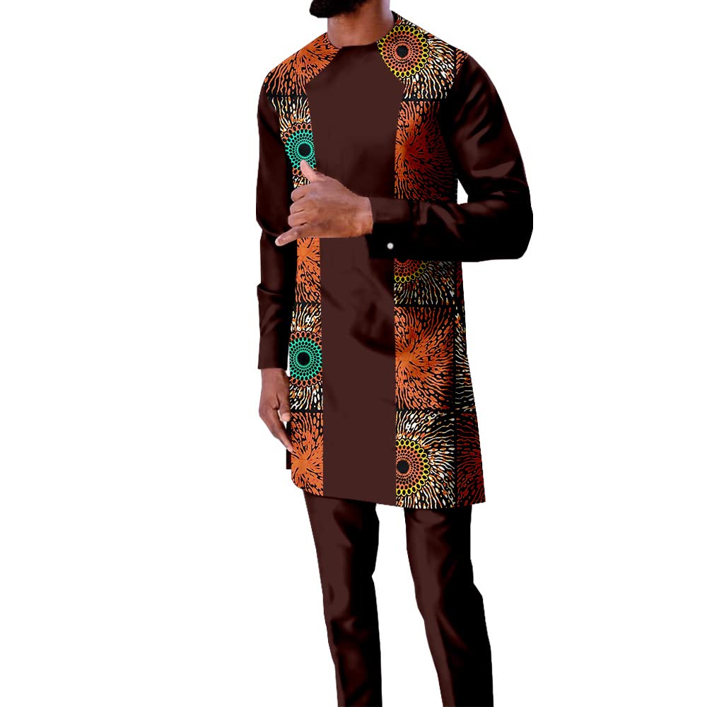 African Print Men's 2-Piece Outfit - Stylish Ankara Shirt & Pants Set | Tribal Design Tracksuit for Plus Size | Casual Wear, Cultural Events & Street Fashion