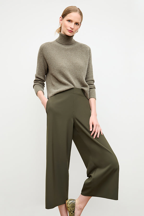 Elena Travel Culotte Pants - OrigamiTech Olive Green Wrinkle-Free Stretchable for Women | Perfect for Airplane, Office & Casual Wear