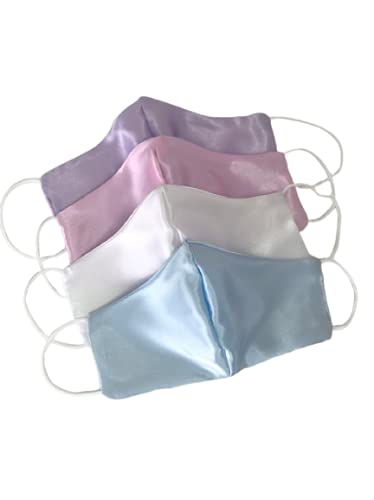 Anasvi 100% Silky Satin Silk Face Mask for Women, Men & Girls - 3-Layer Soft Elastic Comfort - Pack of 4 - Perfect for Sleeping, Travel & Daily Protection
