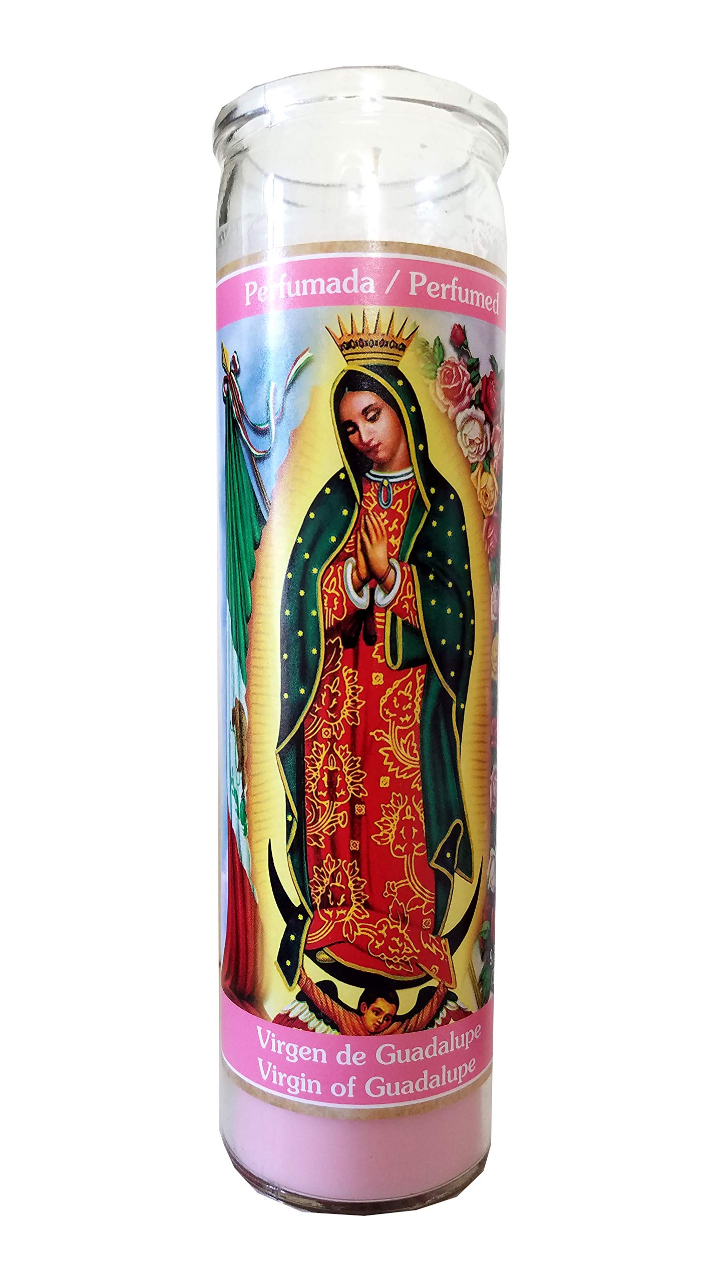Virgin of Guadalupe Scented Devotional Candle - Mexican Religious Rose Perfume Candle for Prayer, Altar Decor & Spiritual Blessings
