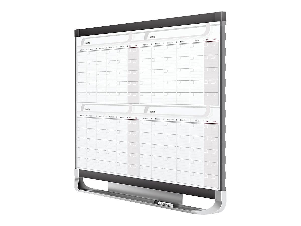 Quartet 4MCP43P2 4-Month Dry Erase Calendar Board - 4ft x 3ft with 4 Markers, 2 Accessories & Note Section - Perfect for Office Planning, Classroom Schedules & Home Organization