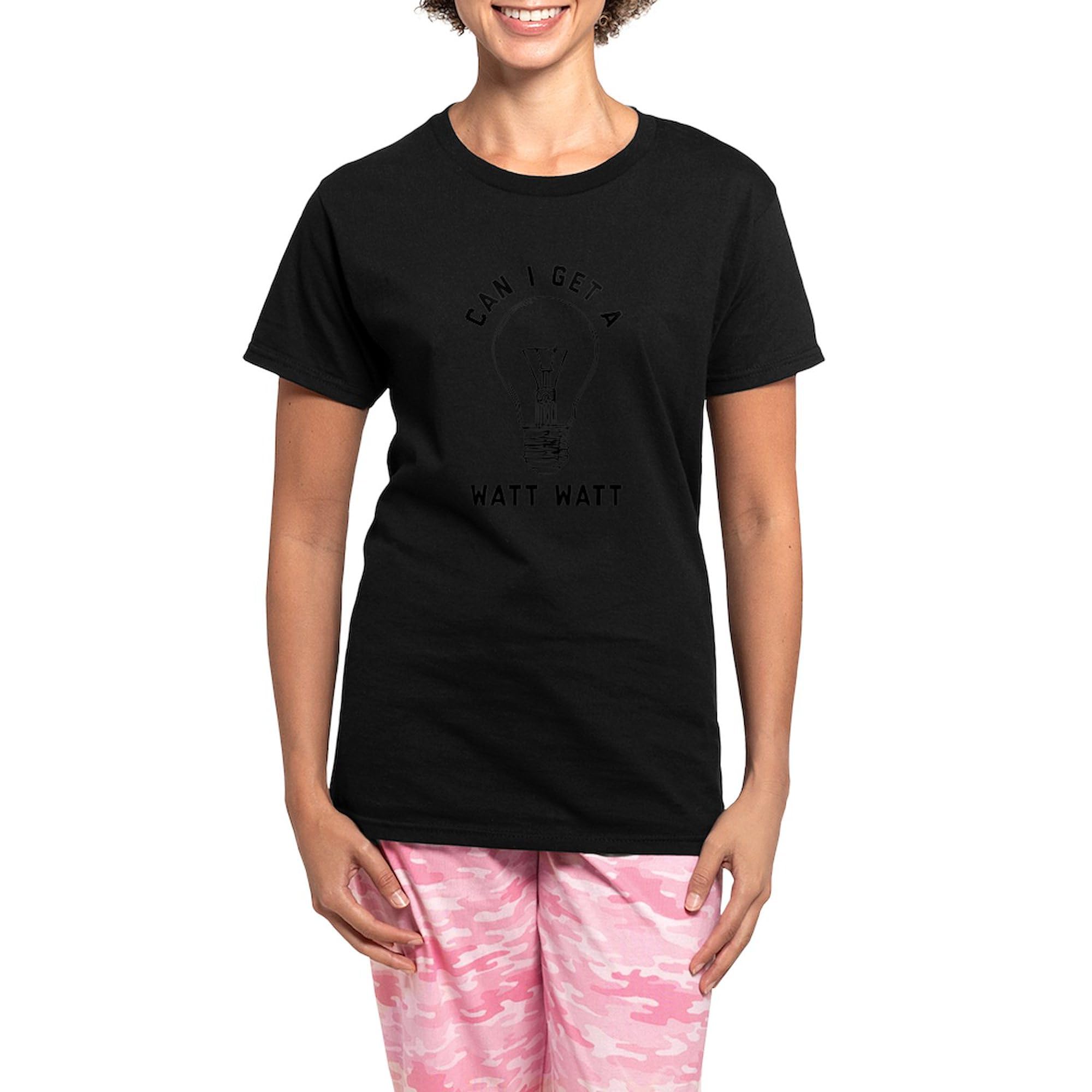 Can I Get A Watt Watt Women's Dark Pajamas - Funny Novelty Sleepwear for Women - Cozy Lounge & Sleep Pajama Set for Relaxing at Home