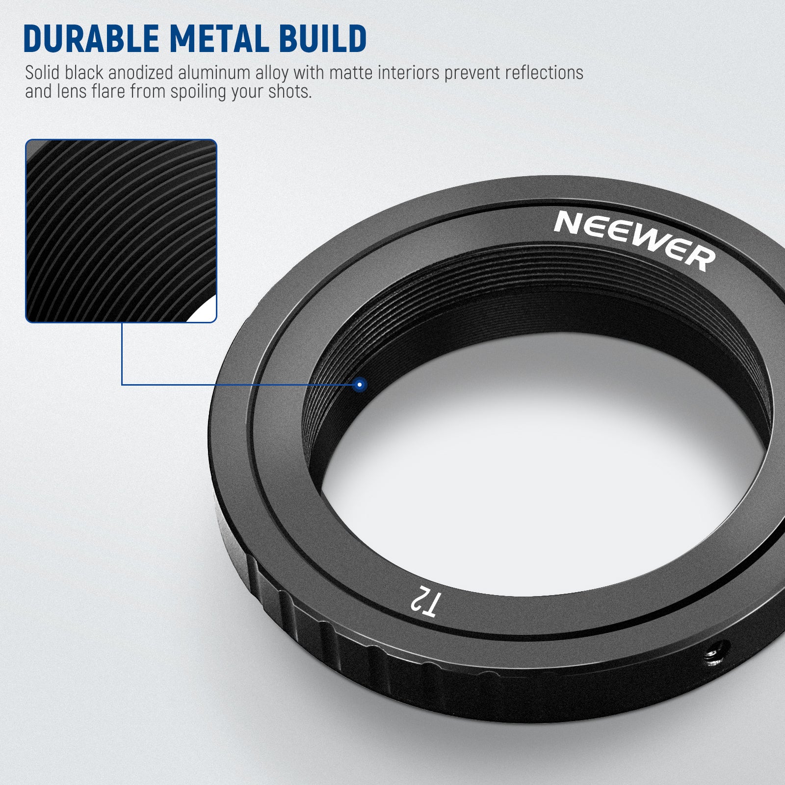 NEEWER LA 01 T Ring Adapter for Nikon F Mount DSLR Cameras & Telescopes - Perfect for Astrophotography & Macro Photography