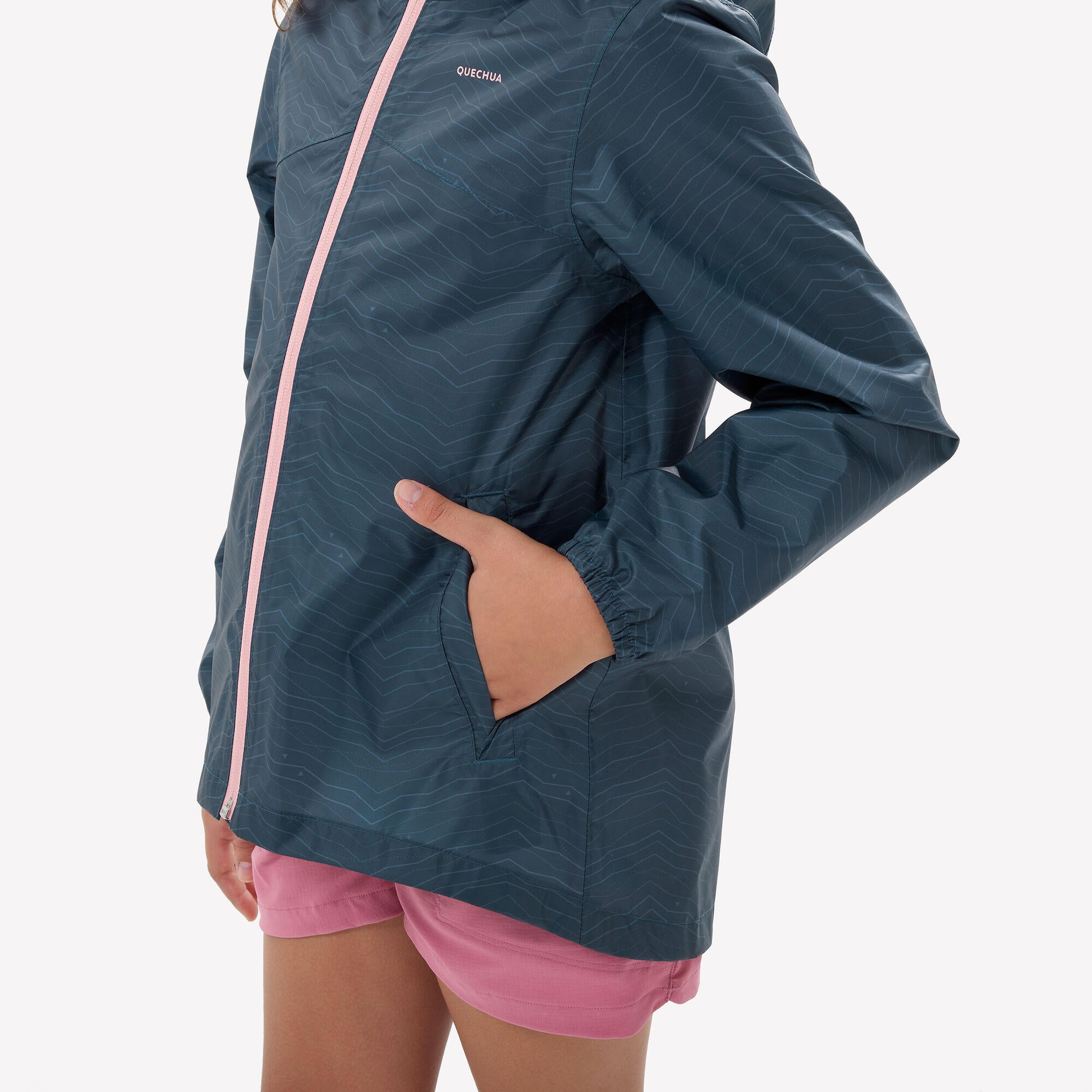Quechua MH150 Waterproof Hiking Jacket for Kids Ages 7-15 | Lightweight Outdoor Raincoat for Boys & Girls | Perfect for Camping, School & Mountain Adventures