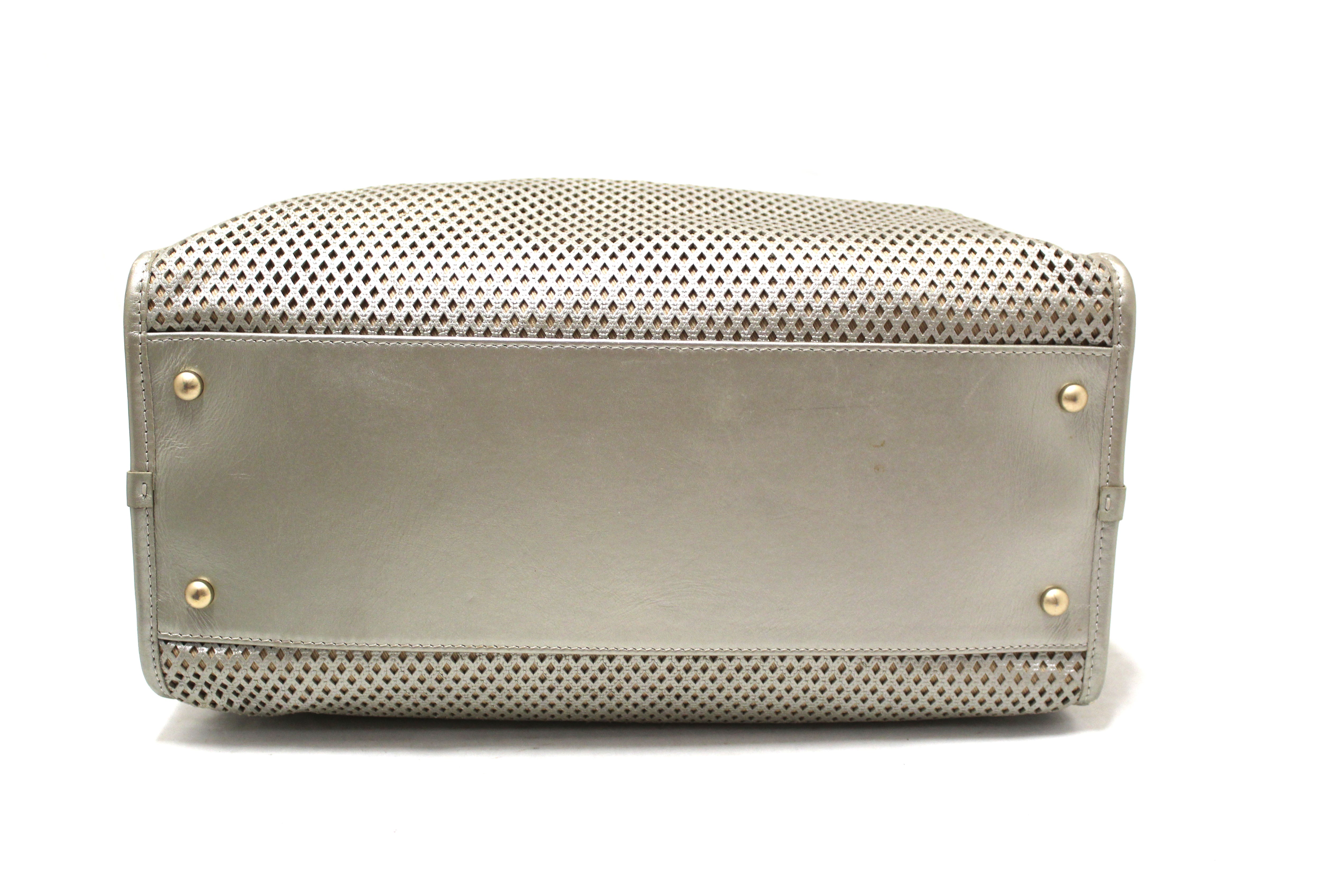 Authentic Chanel Grey Perforated Leather Up In The Air Convertible Tote Bag - Luxury Designer Handbag for Women, Perfect for Work, Travel & Everyday Use