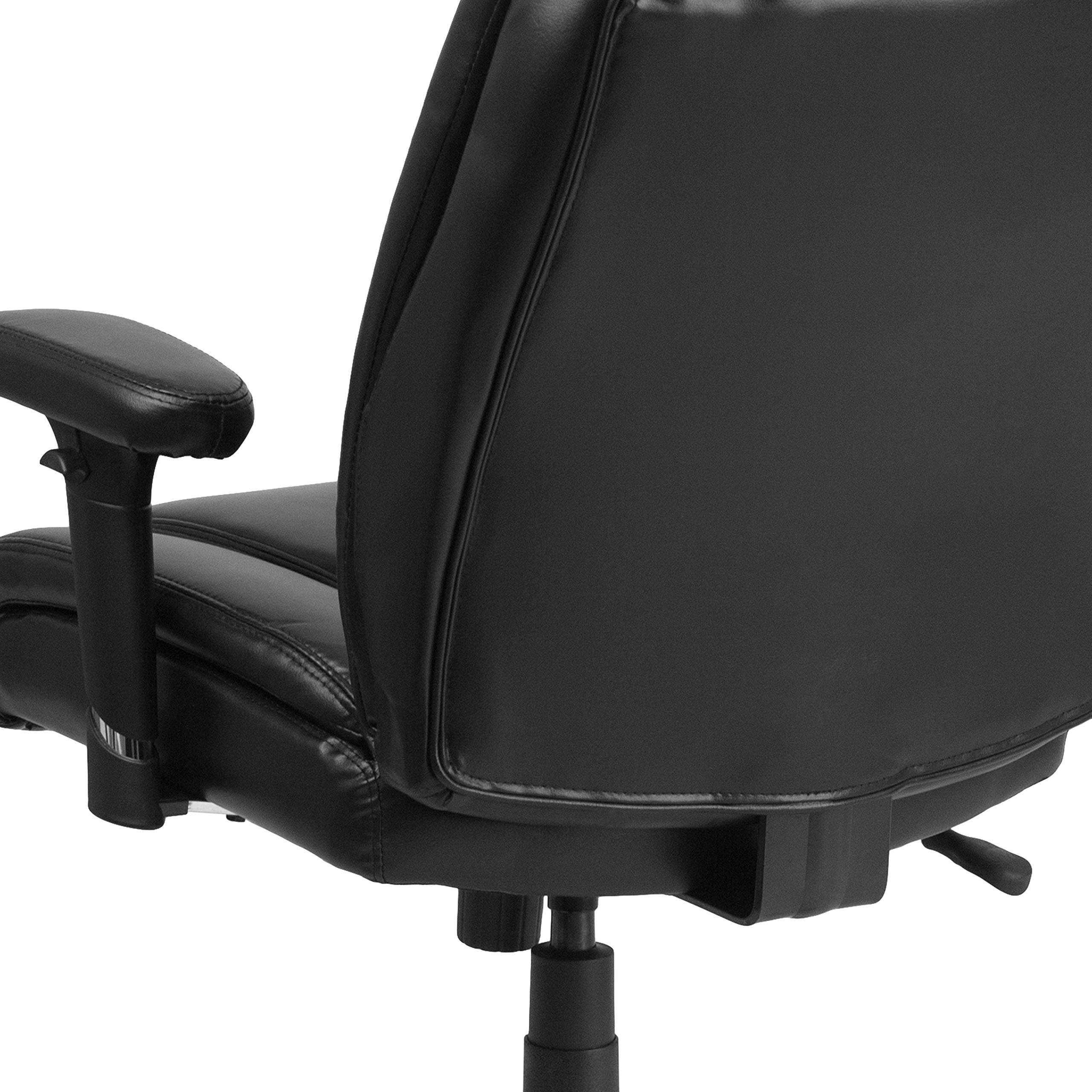 400 lb. Capacity Big & Tall Black LeatherSoft Adjustable Arm Ergonomic Office Chair - Heavy Duty Executive Desk Chair for Home & Business Use
