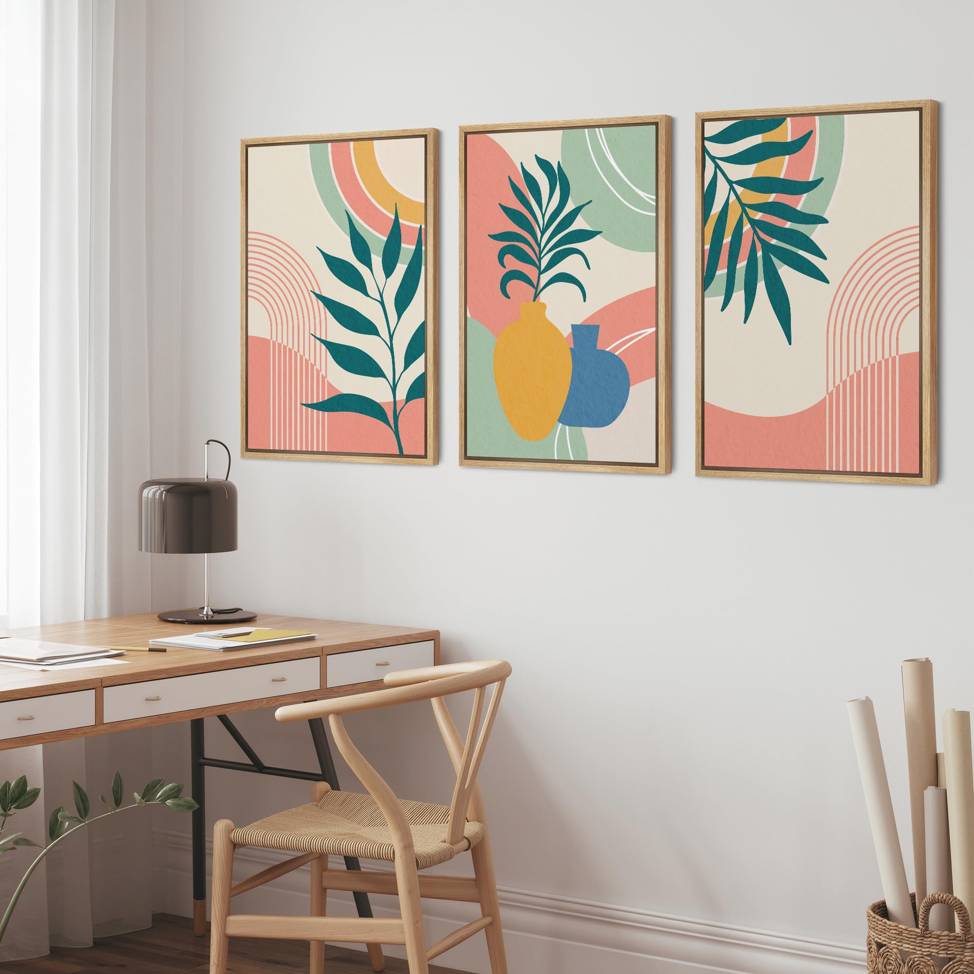 Vibrant Abstract Botanical Canvas Wall Art Set - 24