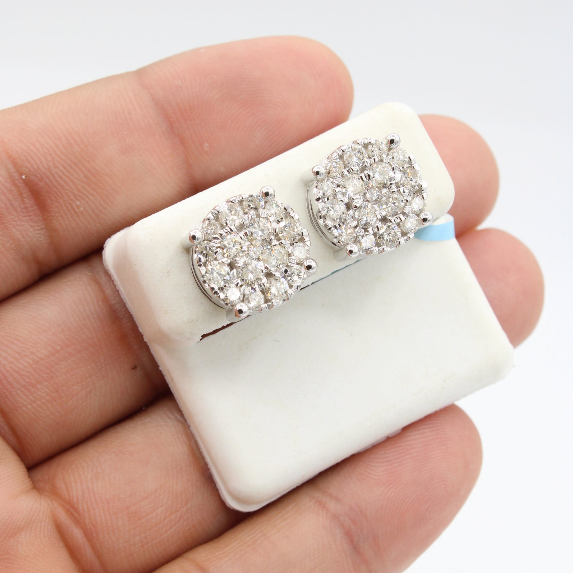 14K Gold (13MM) White Round Diamond Stud Earrings by JTJ™ - Perfect for Weddings, Parties & Everyday Elegance