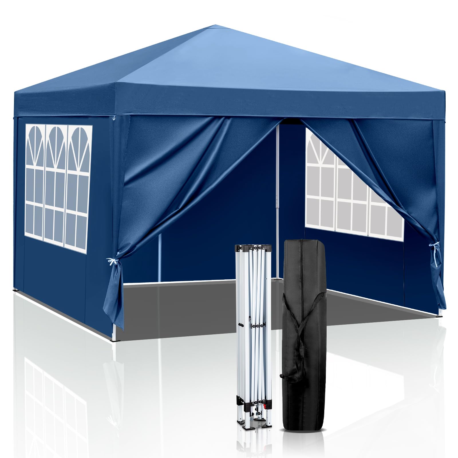 VINGLI 10x10 Pop Up Canopy Tent with Sidewalls - Waterproof Outdoor Gazebo & Patio Event Tent for Parties, Weddings, Camping & Backyard Gatherings (Blue) - Commercial Grade Instant Shelter for Outdoor Events & Markets