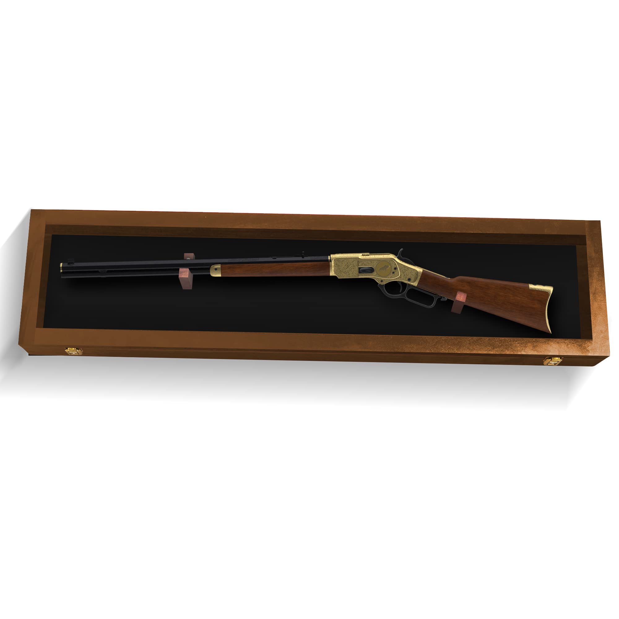 Lockable Gun Display Case for Rifles & Shotguns - Acrylic Door Wall Mount Cabinet with Sword Holder - Secure Firearm Storage for Home, Office & Hunting Lodge
