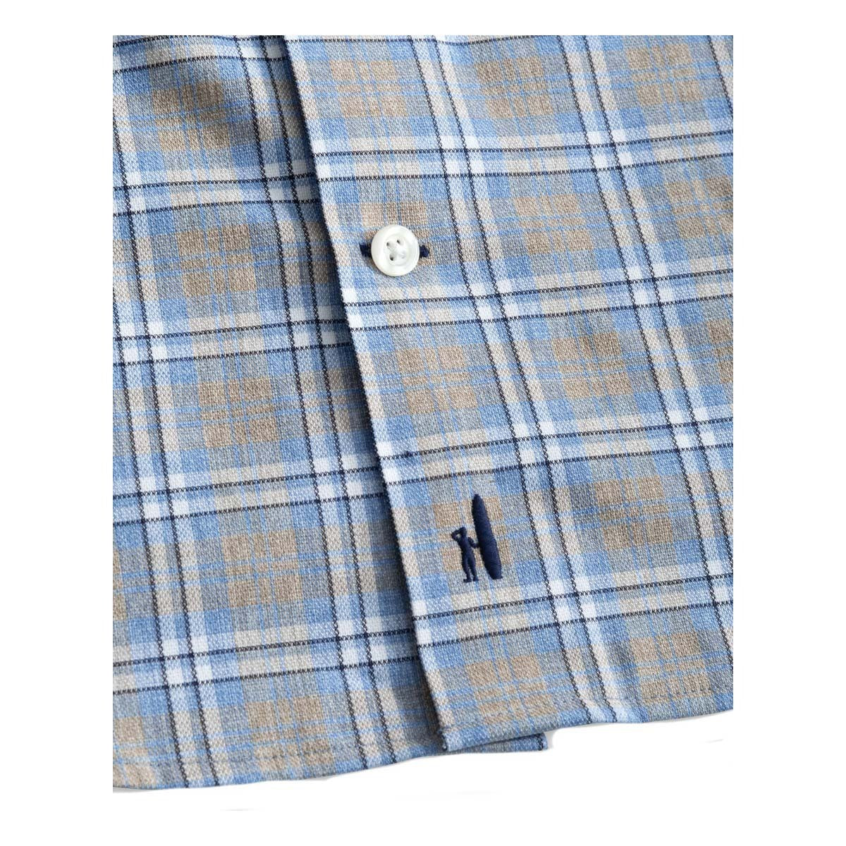 Johnnie O Navy Plaid Long Sleeve Button Down Shirt - Scotty Style for Casual Wear & Outdoor Activities