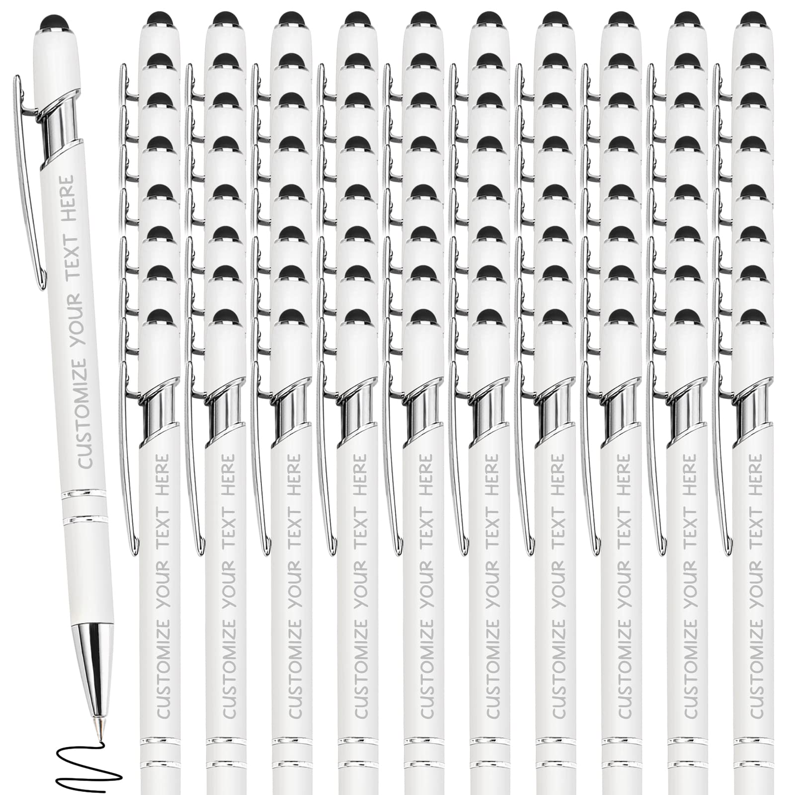 156 Pcs Custom Pens with Stylus - Personalized Engraved Pens for Business, Graduation & Anniversaries - Free Text & Logo Engraving (Up to 500pcs) - Perfect for Corporate Gifts, Promotional Events & Special Occasions