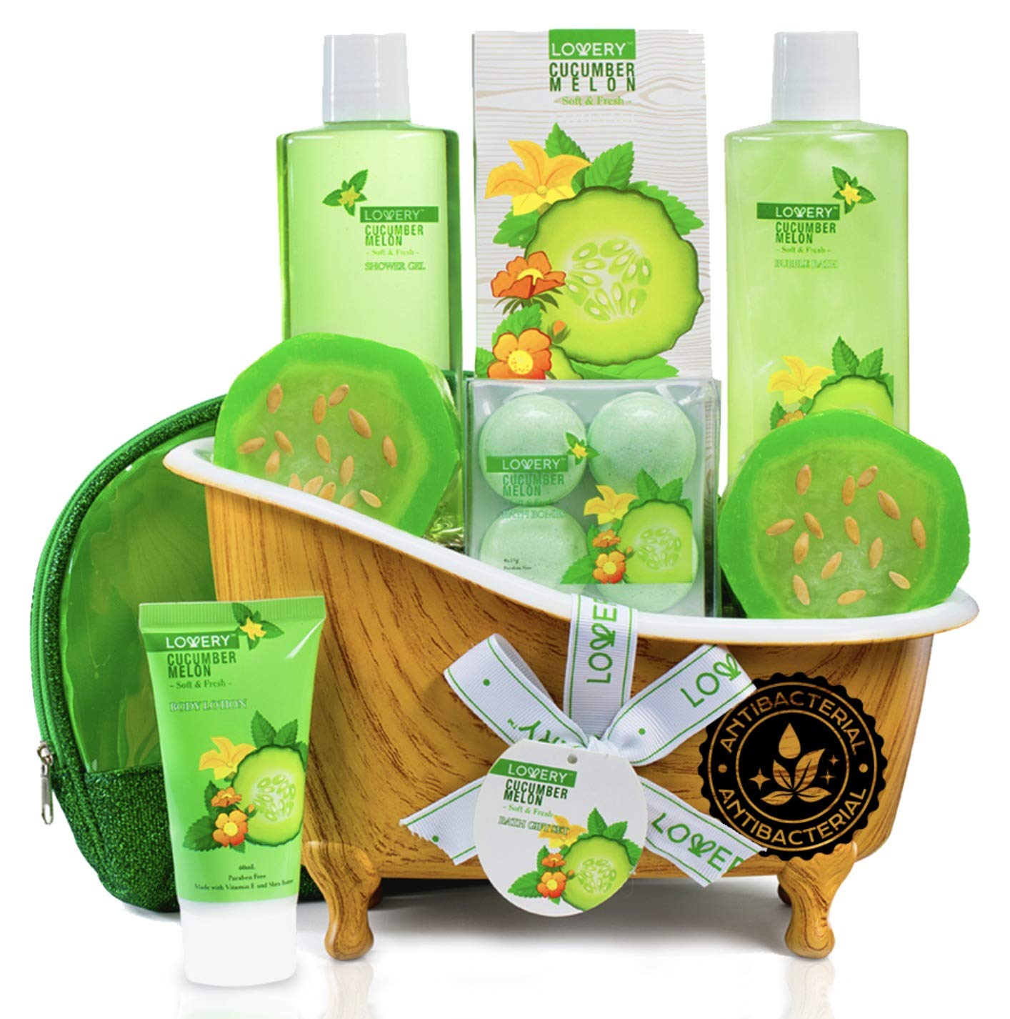 12-Piece Aromatherapy Spa Gift Set for Men & Women - Natural Cucumber & Organic Melon Skincare Kit with Body Lotion, Soaps & More | Perfect Birthday Gift from Son, Home Spa Relaxation, Mother's Day Present