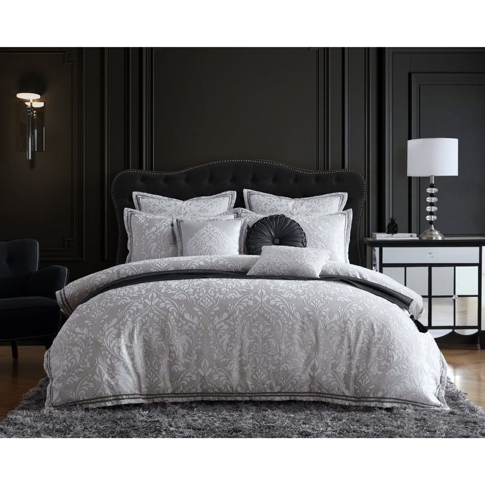 Premium Alexander Silver Quilt Cover Set - Super King Size (120x120 Inches) | Luxury Bedding for Master Bedrooms & Guest Suites | Soft & Breathable Cotton Blend for Year-Round Comfort