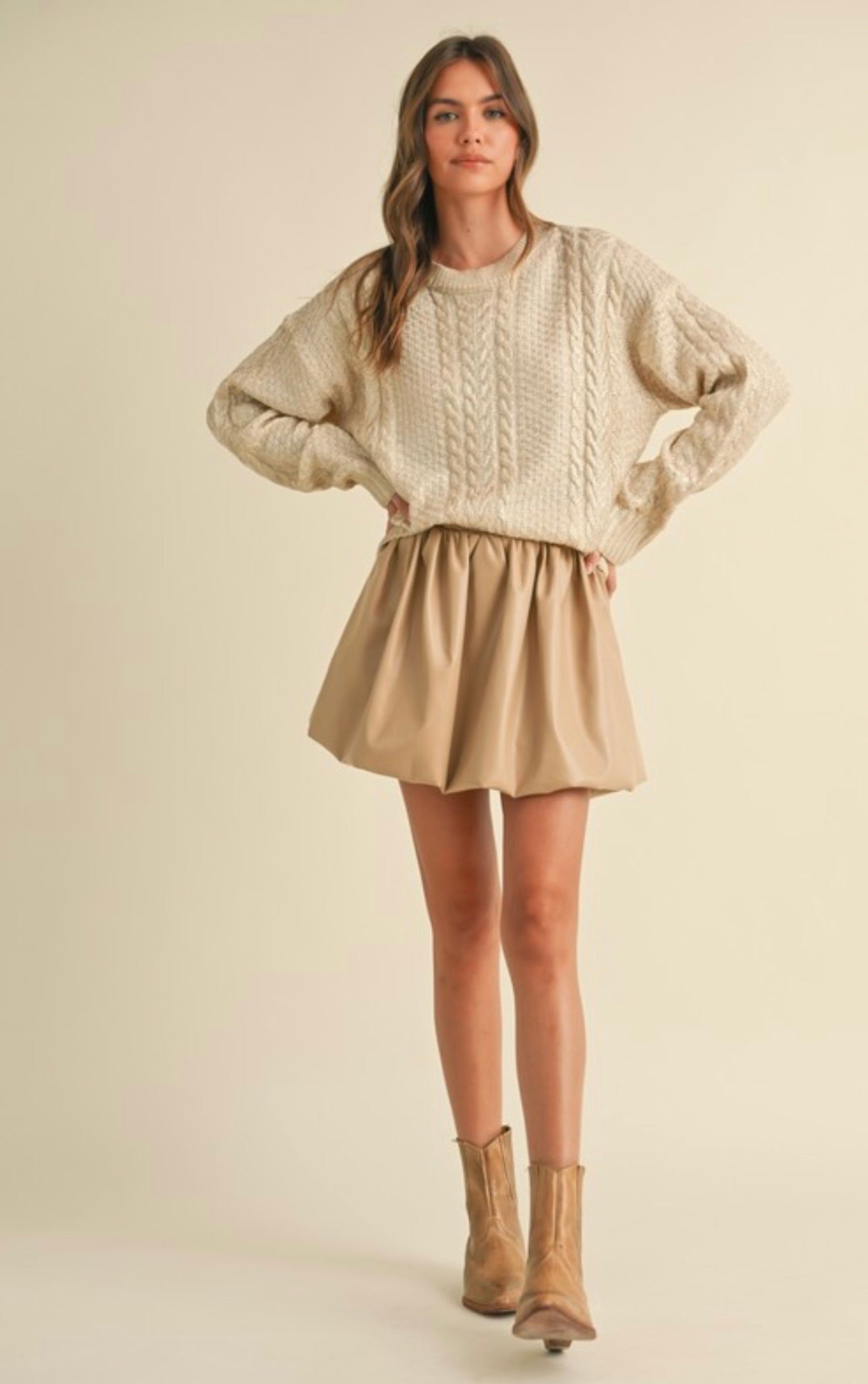 Faux Leather Bubble Mini Skirt for Women - Trendy High Waist PU Leather Skirt - Perfect for Night Out, Party, and Casual Wear