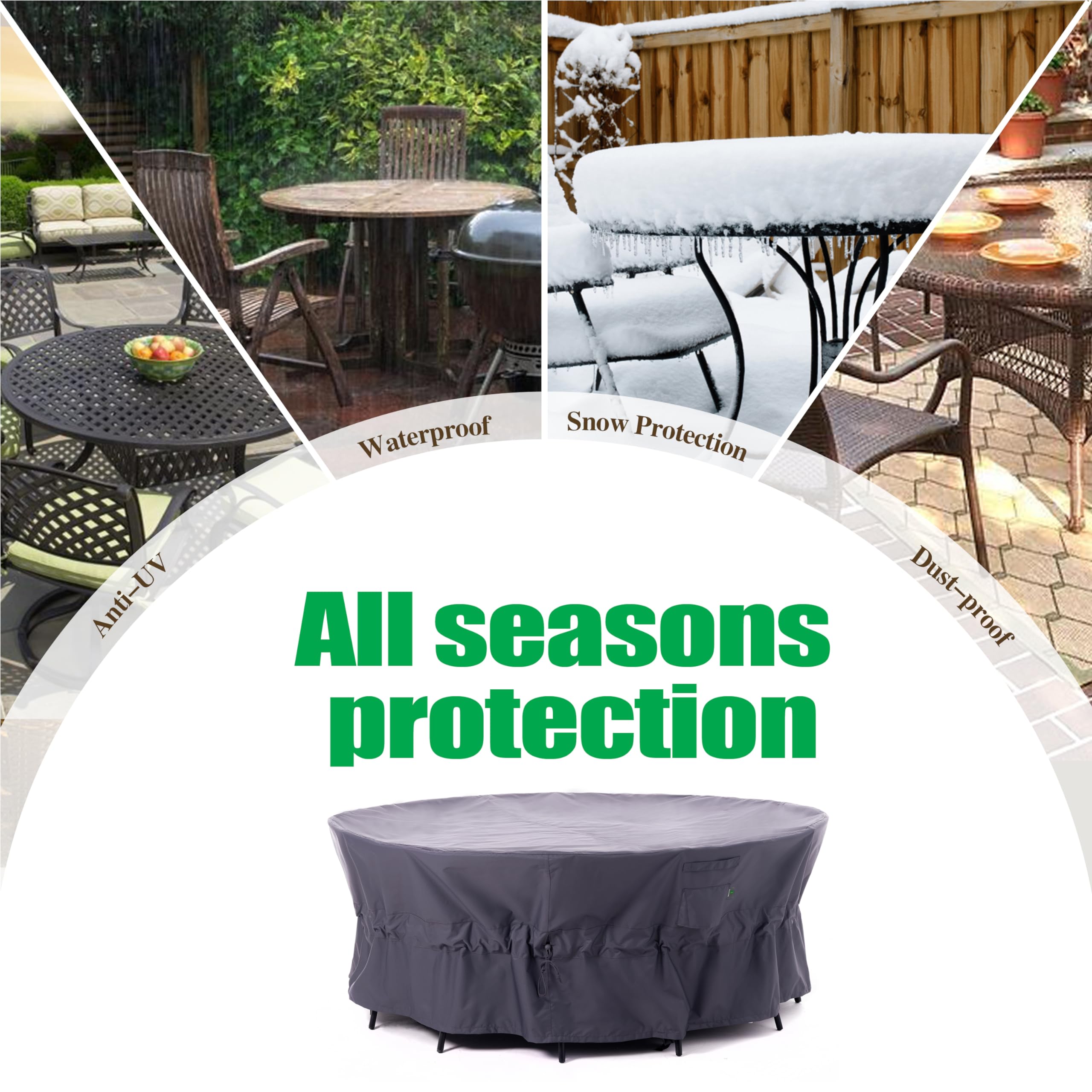 Heavy Duty Waterproof Outdoor Furniture Cover - UV & Wind Resistant, Tear Proof Patio Chair Cover for All Weather Protection, Grey, 96