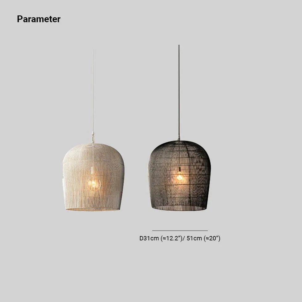 Elegant Woven Bell Shaped Translucent Glass Pendant Light - Perfect for Dining Room, Bedroom, and Living Room Lighting Decor