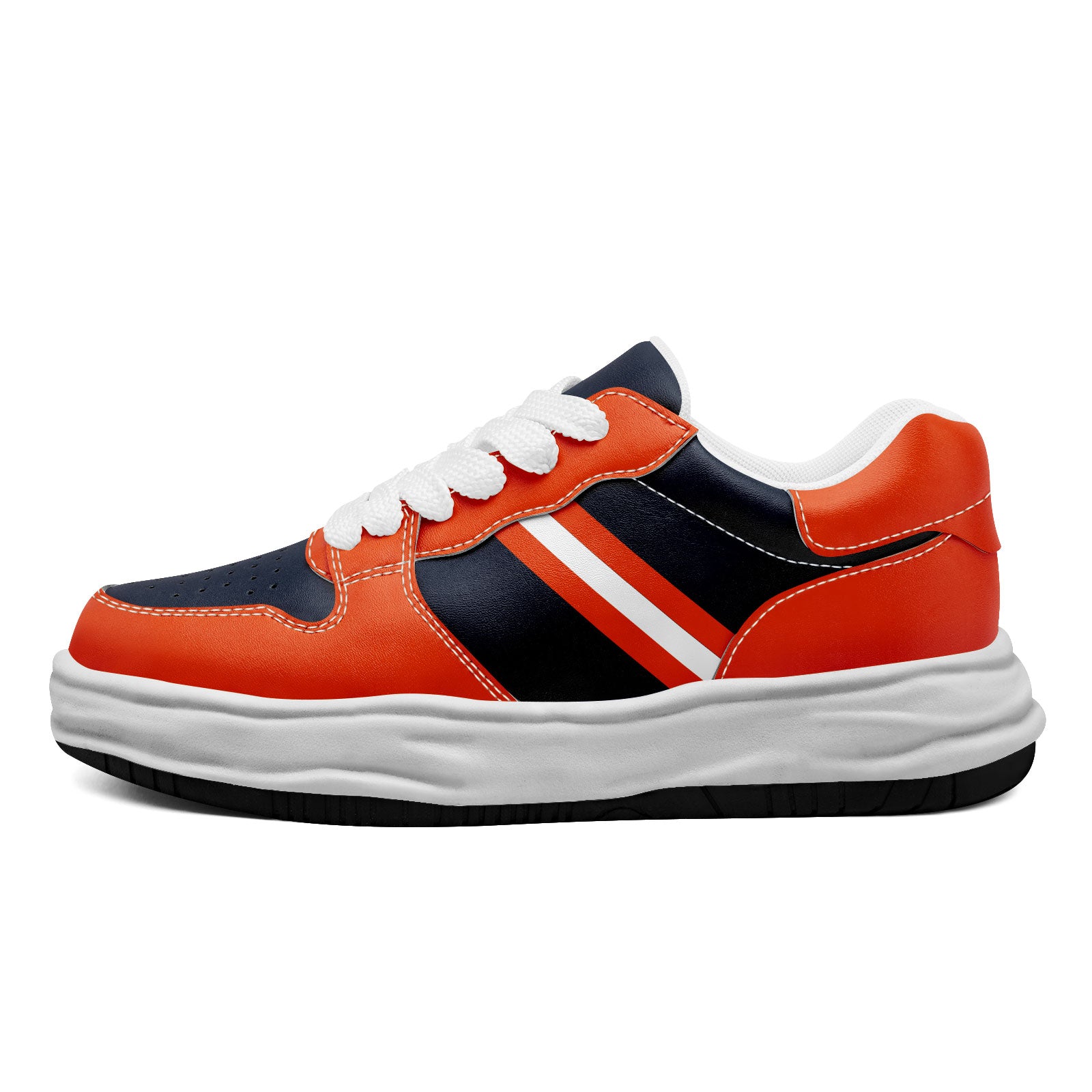 Custom Blue & Orange Chicago Themed Personalized Sneakers - Unisex High-Top Basketball Shoes for Men & Women - Perfect for Sports, Streetwear & Fan Gear