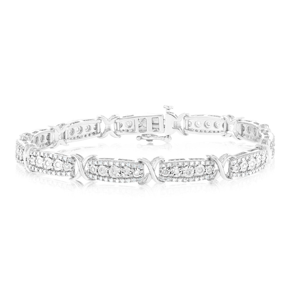 0.95 Carat Diamond Sterling Silver Bracelet for Women - Elegant Fancy Jewelry Gift for Anniversary, Wedding & Special Occasions