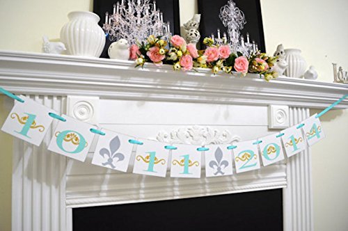 Elegant Save the Date Banner - Wedding Date Banner, Bridal Shower Banner & Engagement Photo Prop with Fleur-de-Lis Design - Perfect for Wedding Decor, Bridal Showers & Anniversary Celebrations