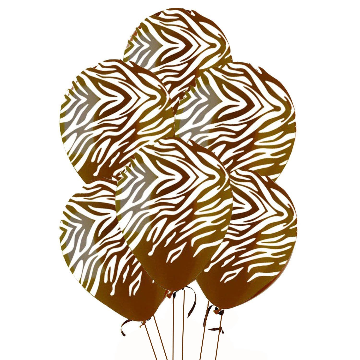 Premium 11 Inch Crystal Brown Zebra Balloons with All-Over White Stripes - 25 Pack for Birthday Parties, Baby Showers & Jungle Theme Decorations