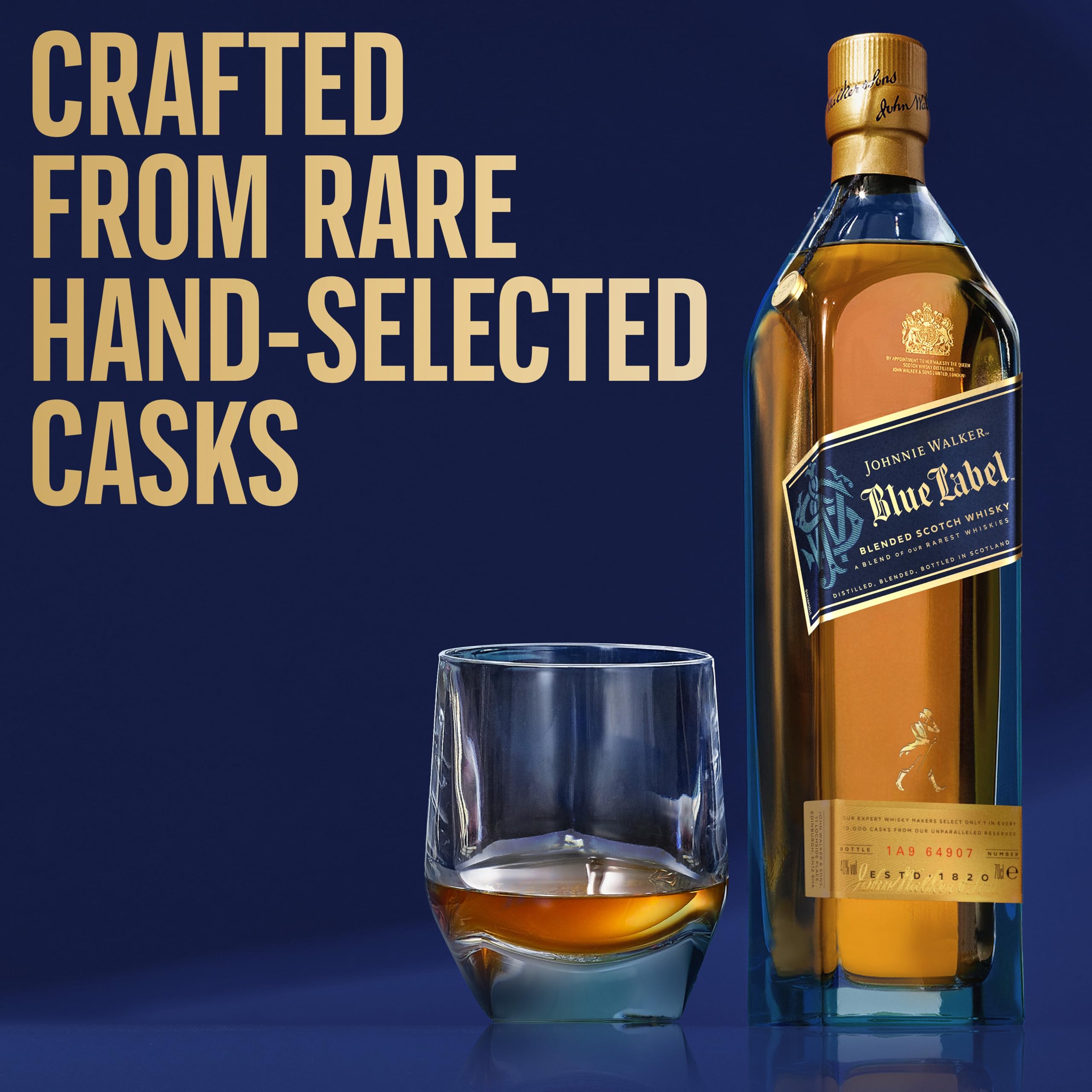 Blue Label Blended Scotch Whisky Empty Bottle & Box - Premium Collectible for Home Bar Display, Whisky Memorabilia, and Gift Packaging
