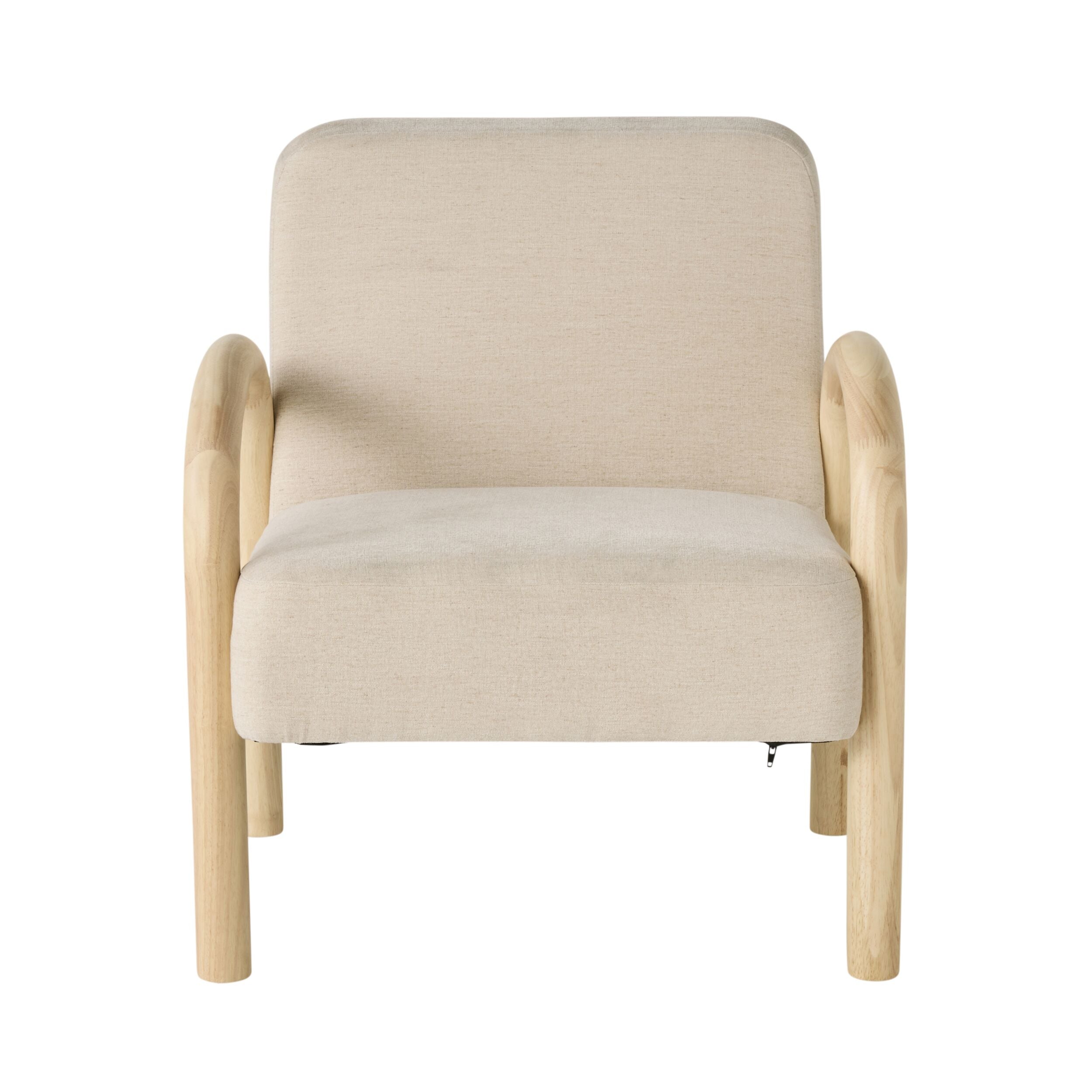 Aston Occasional Chair Natural - Modern Accent Chair for Living Room, Bedroom, or Office - Comfortable Upholstered Seat with Wooden Legs - Perfect for Reading, Relaxing, or Extra Seating