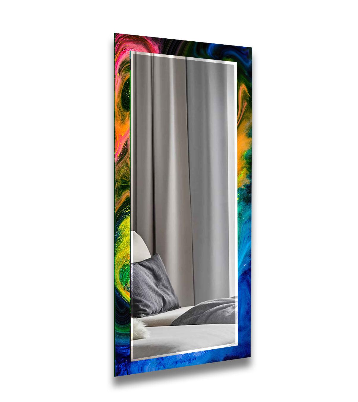 Vibrant Colorful Splash Wall Mirrors - Modern Decorative Round Mirrors for Living Room, Bedroom & Bathroom Decor - Shatterproof Glass with Stylish Accent Design