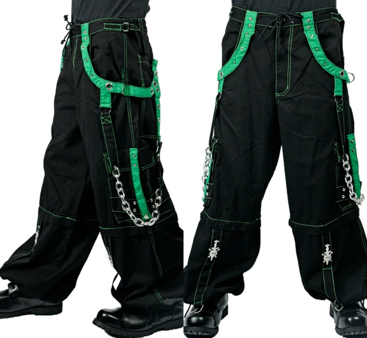 Premium Gothic Men's Bondage Rave Shorts - Punk Biker Cyber Emo Skater Goth Pants for USA - Perfect for Nightclubs, Concerts & Alternative Fashion