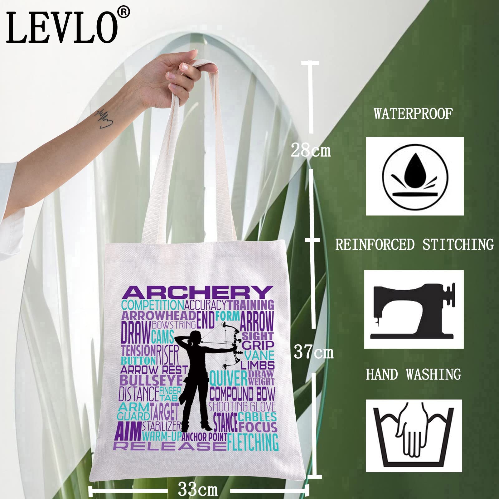 LEVLO Archery Girl Canvas Tote Bag - Gift for Archery Players & Lovers, Durable Shoulder Bag for Women - Perfect for Archery Practice, Competitions & Outdoor Adventures