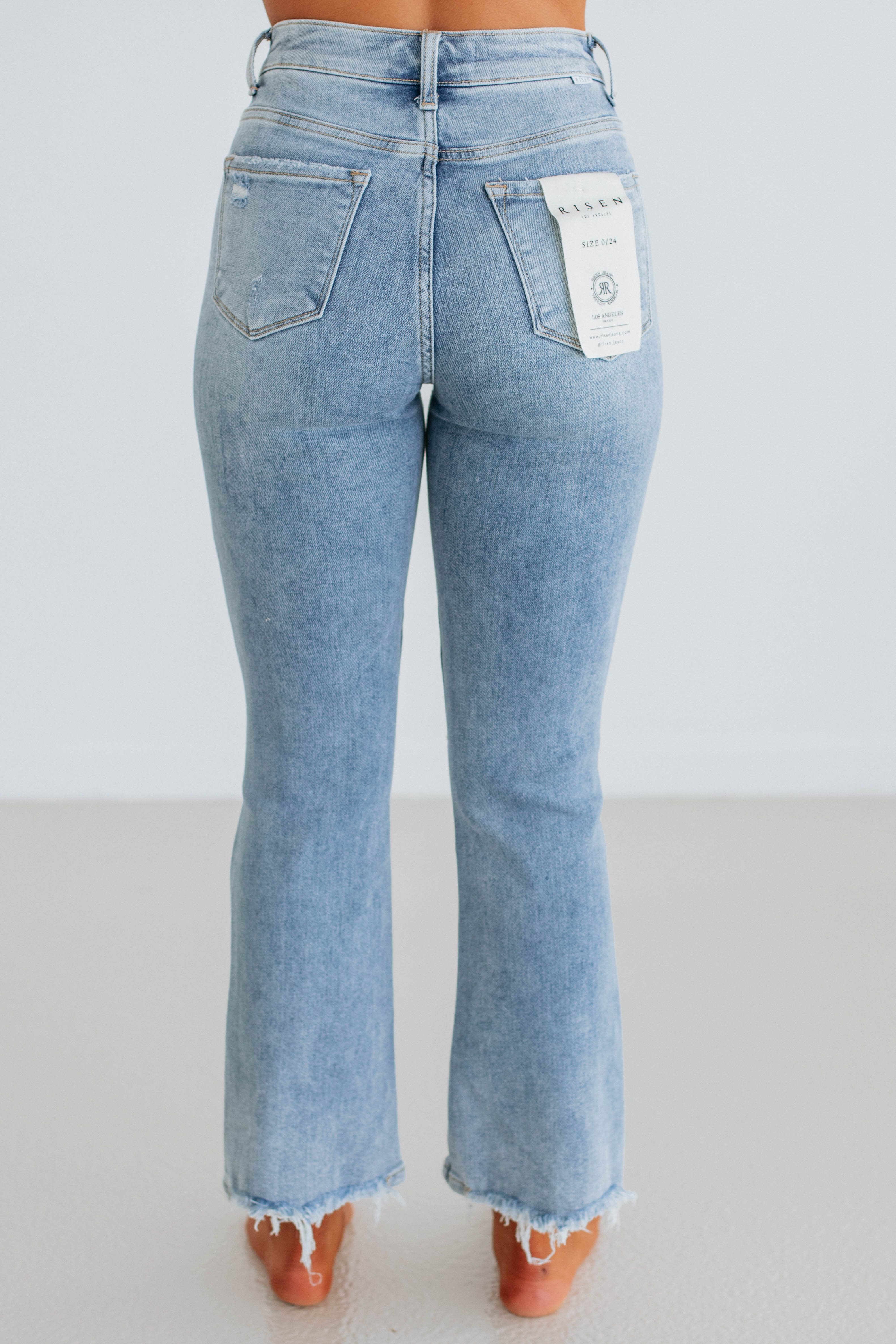 Cammi Risen Jeans for Women - Light Wash Distressed Denim Skinny Jeans | Comfortable Stretch High Waist Pants for Casual Wear & Everyday Outfits
