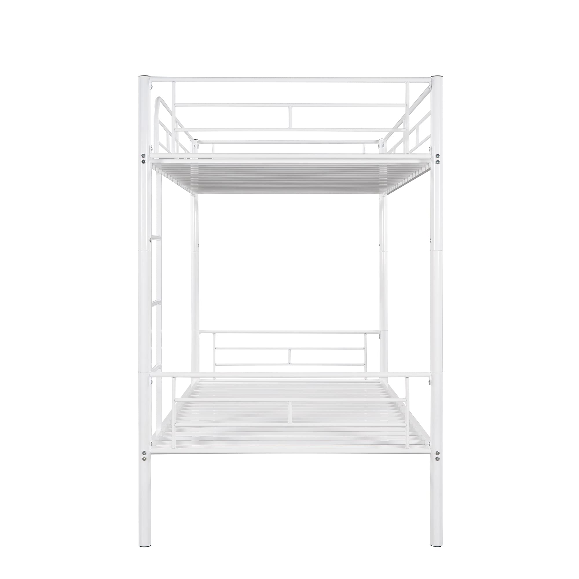 Harper & Bright Designs Twin Over Twin Metal Bunk Bed with Guard Rails & Removable Ladder - Heavy Duty Convertible to 2 Separate Beds - White - Perfect for Kids Bedroom, Dorm Room & Space Saving Solutions