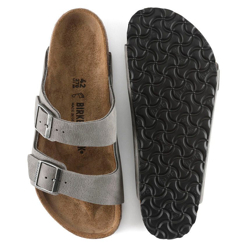 Birkenstock Arizona Nubuck Leather Sandals for Women & Men | Comfortable Cork Footbed Sandals in Desert Buck Whale Gray | Perfect for Beach, Travel & Everyday Wear