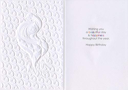 Pictura Embossed & Foil Peacock 'Jane' Birthday Card - Vibrant Colorful Greeting Card for Women, Friends - Perfect for Birthdays, Anniversaries & Special Occasions